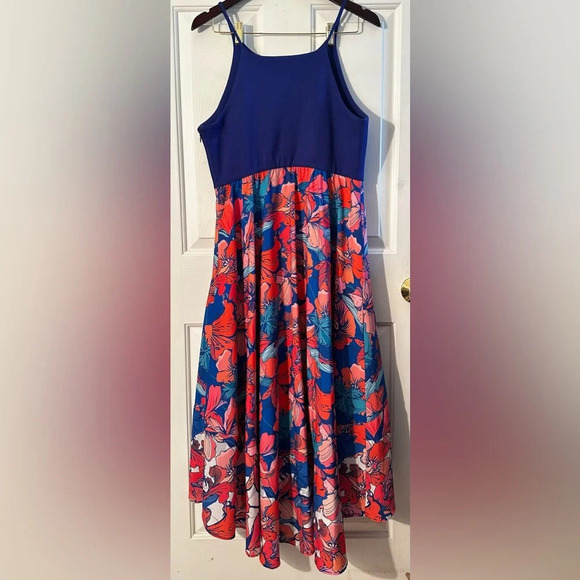 ANTHROPOLOGIE Hi Lo Floral Dress Large PETITE Fit & Flare Tropical Resort HUTCH - Picture 4 of 14